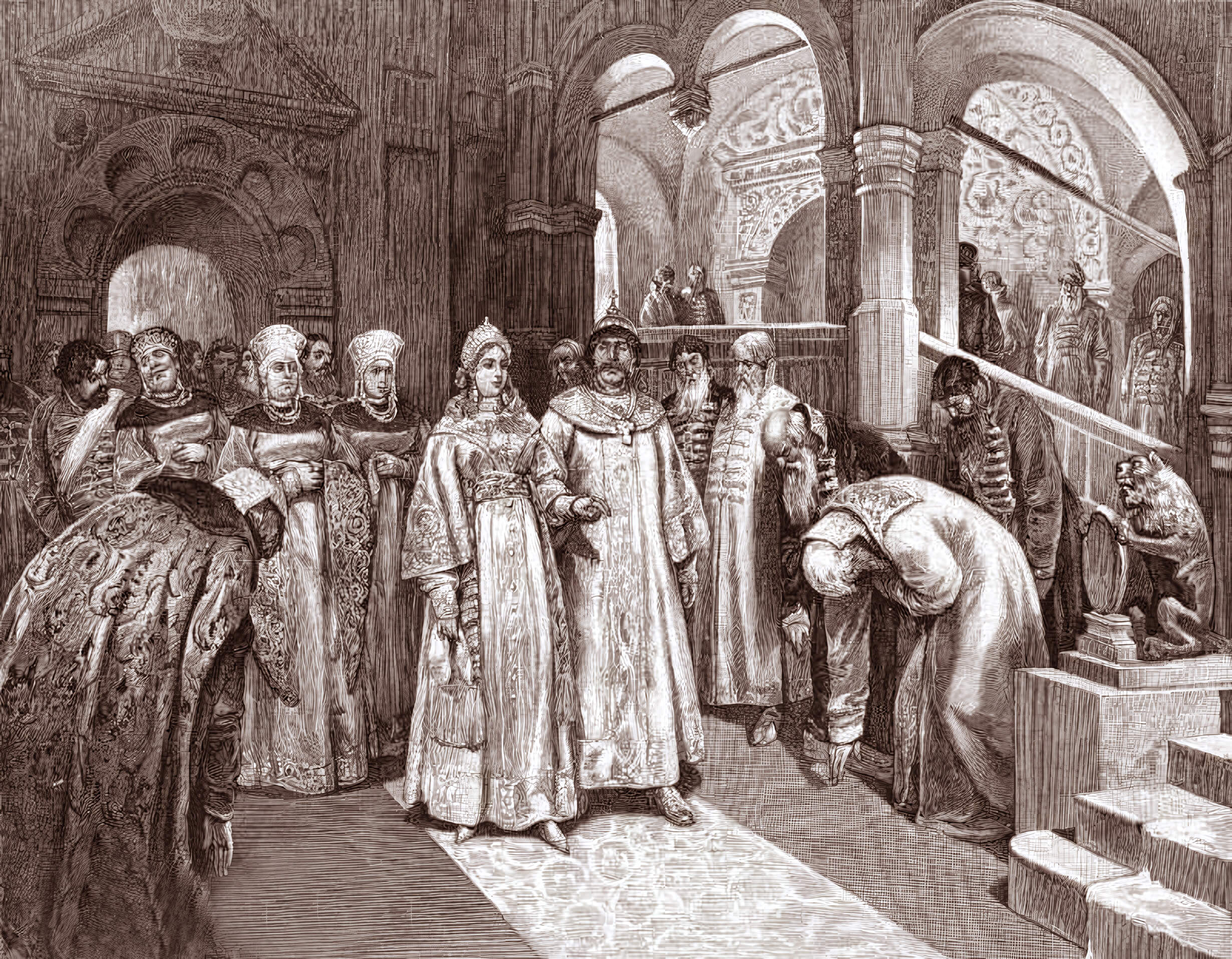 «Василий III, великий князь московский, вводит во дворец невесту свою, Елену Глинскую» К. В. Лебедев
