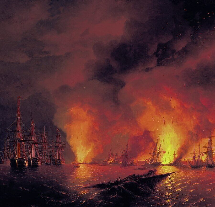 И. К. Айвазовский. «Синопский бой 18 ноября 1853 года (Ночь после боя)». 1853