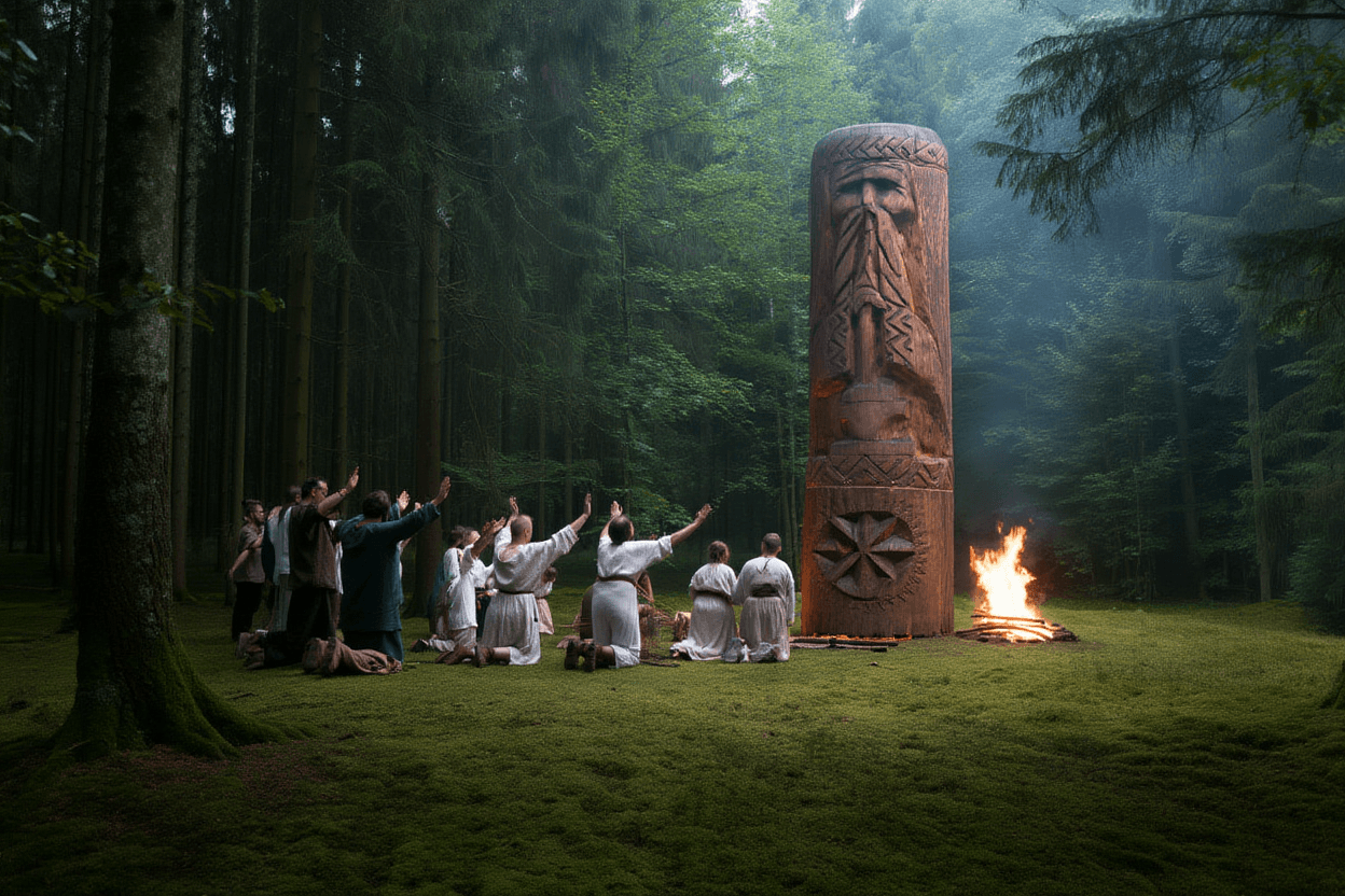 Поклонение на капище Сварога